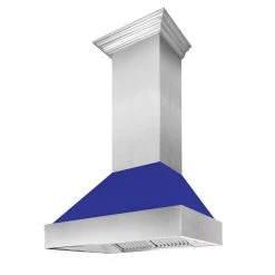 ZLINE Kitchen And Bath Shop By Brand ZLINE Ducted DuraSnow Stainless Steel Range Hood With Blue Matte Shell (8654BM)