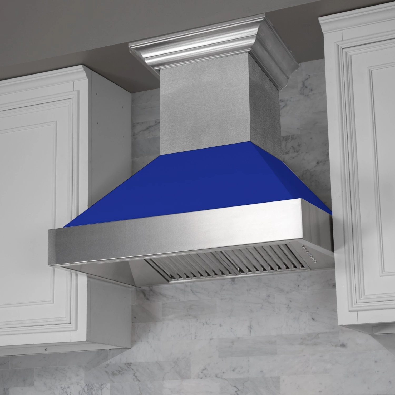 ZLINE Kitchen And Bath Shop By Brand ZLINE Ducted DuraSnow Stainless Steel Range Hood With Blue Matte Shell (8654BM) 6 ZLINE Kitchen And Bath Shop By Brand ZLINE Ducted DuraSnow Stainless Steel Range Hood With Blue Matte Shell (8654BM)