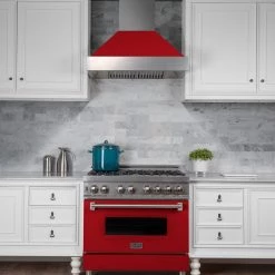 ZLINE Kitchen And Bath ZLINE Ducted DuraSnow Stainless Steel Range Hood With Red Matte Shell (8654RM)
