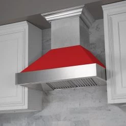 ZLINE Kitchen And Bath ZLINE Ducted DuraSnow Stainless Steel Range Hood With Red Matte Shell (8654RM)