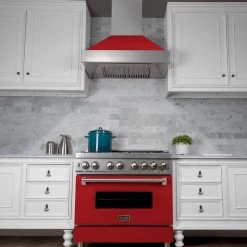 ZLINE Kitchen And Bath ZLINE Ducted DuraSnow Stainless Steel Range Hood With Red Matte Shell (8654RM)