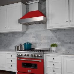 ZLINE Kitchen And Bath ZLINE Ducted DuraSnow Stainless Steel Range Hood With Red Matte Shell (8654RM)