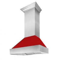 ZLINE Kitchen And Bath ZLINE Ducted DuraSnow Stainless Steel Range Hood With Red Matte Shell (8654RM)