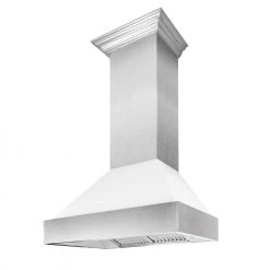 ZLINE Kitchen And Bath ZLINE DuraSnow Stainless Steel Range Hood With White Matte Shell (8654WM)