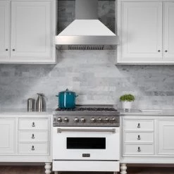 ZLINE Kitchen And Bath ZLINE DuraSnow Stainless Steel Range Hood With White Matte Shell (8654WM)