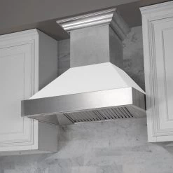 ZLINE Kitchen And Bath ZLINE DuraSnow Stainless Steel Range Hood With White Matte Shell (8654WM)