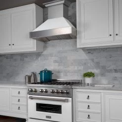 ZLINE Kitchen And Bath ZLINE DuraSnow Stainless Steel Range Hood With White Matte Shell (8654WM)