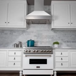 ZLINE Kitchen And Bath ZLINE DuraSnow Stainless Steel Range Hood With White Matte Shell (8654WM)