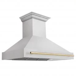 ZLINE Kitchen And Bath Shop By Brand ZLINE 48 In. Autograph Edition DuraSnow Stainless Steel Range Hood With DuraSnow Shell And Accented Handle (8654SNZ-48)