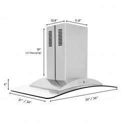 ZLINE Kitchen And Bath ZLINE Convertible Vent Island Mount Range Hood In Stainless Steel & Glass (GL9i)