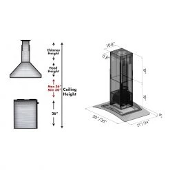ZLINE Kitchen And Bath ZLINE Convertible Vent Island Mount Range Hood In Stainless Steel & Glass (GL9i)