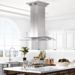 ZLINE Kitchen And Bath ZLINE Island Mount Range Hood In Stainless Steel With Built-in ZLINE CrownSound Bluetooth Speakers (GL5iCRN-BT)