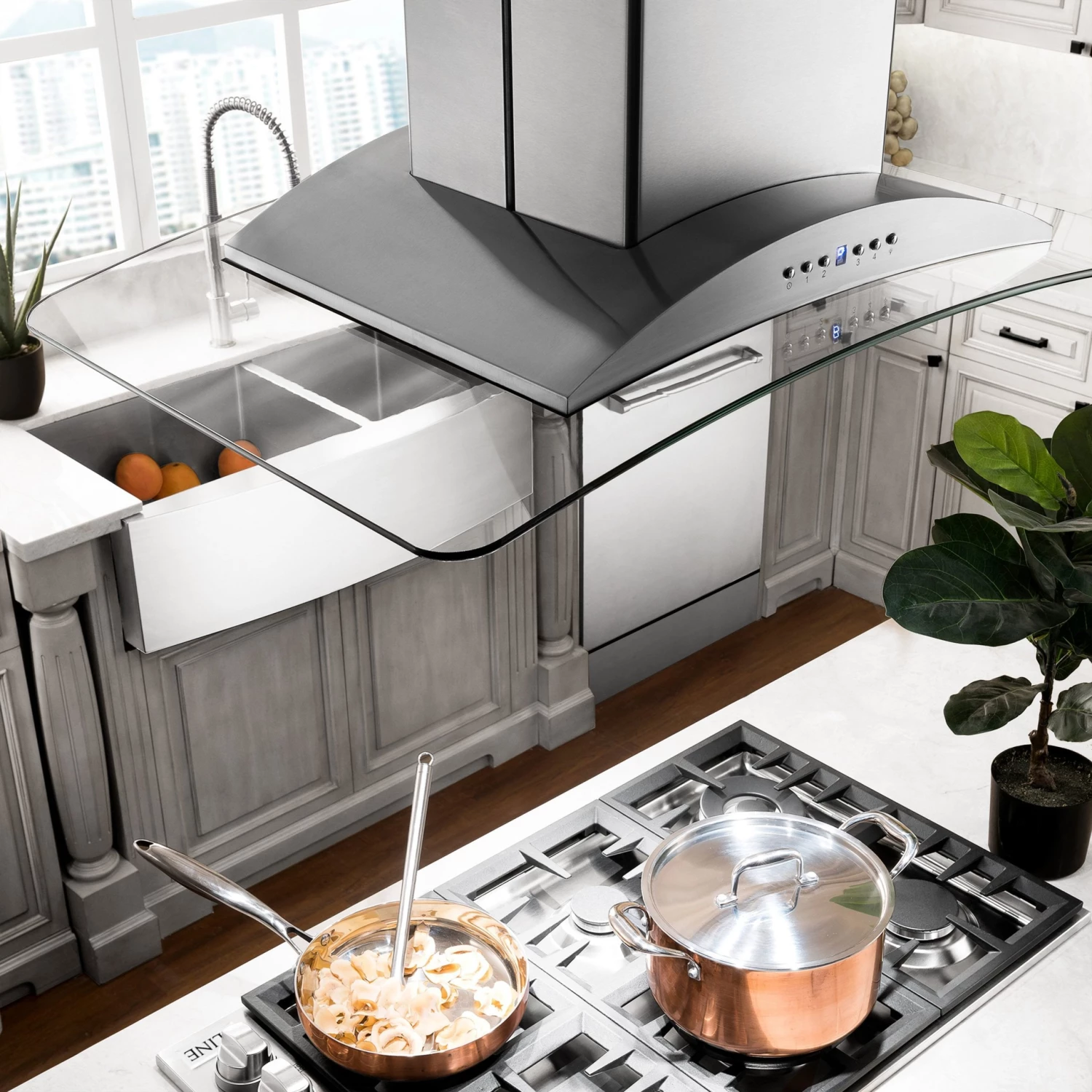 ZLINE Kitchen And Bath ZLINE Island Mount Range Hood In Stainless Steel With Built-in ZLINE CrownSound Bluetooth Speakers (GL9iCRN-BT) 2 ZLINE Kitchen And Bath ZLINE Island Mount Range Hood In Stainless Steel With Built-in ZLINE CrownSound Bluetooth Speakers (GL9iCRN-BT)