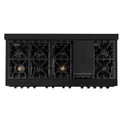 ZLINE Kitchen And Bath ZLINE 60 In. 7.4 Cu. Ft. Dual Fuel Range With Gas Stove And Electric Oven In Black Stainless Steel With Brass Burners (RAB-60)