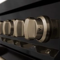 ZLINE Kitchen And Bath ZLINE Autograph Edition 24 In. 2.8 Cu. Ft. Dual Fuel Range With Gas Stove And Electric Oven In Black Stainless Steel With Accents (RABZ-24)