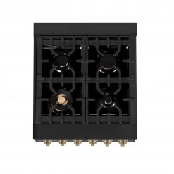 ZLINE Kitchen And Bath ZLINE Autograph Edition 24 In. 2.8 Cu. Ft. Dual Fuel Range With Gas Stove And Electric Oven In Black Stainless Steel With Accents (RABZ-24)