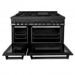 ZLINE Kitchen And Bath ZLINE 48 In. 6.0 Cu. Ft. Range With Gas Stove And Gas Oven In Black Stainless Steel (RGB-48)
