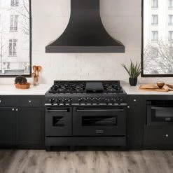ZLINE Kitchen And Bath ZLINE 48 In. 6.0 Cu. Ft. Range With Gas Stove And Gas Oven In Black Stainless Steel (RGB-48)