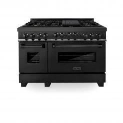 ZLINE Kitchen And Bath ZLINE 48 In. 6.0 Cu. Ft. Range With Gas Stove And Gas Oven In Black Stainless Steel (RGB-48)
