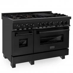 ZLINE Kitchen And Bath ZLINE 48 In. 6.0 Cu. Ft. Range With Gas Stove And Gas Oven In Black Stainless Steel (RGB-48)