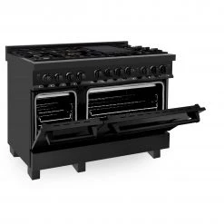 ZLINE Kitchen And Bath ZLINE 48 In. 6.0 Cu. Ft. Range With Gas Stove And Gas Oven In Black Stainless Steel (RGB-48)