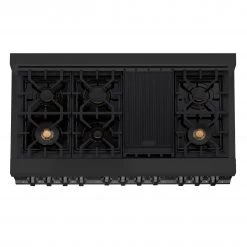 ZLINE Kitchen And Bath ZLINE 48 In. 6.0 Cu. Ft. Range With Gas Stove And Gas Oven In Black Stainless Steel (RGB-48)