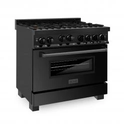 ZLINE Kitchen And Bath ZLINE 36 In. Professional 4.6 Cu. Ft. Gas On Gas Range In Black Stainless Steel (RGB-36) Shop By Brand