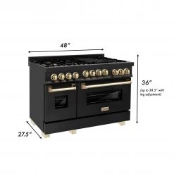 ZLINE Kitchen And Bath Shop By Brand ZLINE Autograph Edition 48 In. 6.0 Cu. Ft. Range With Gas Stove And Gas Oven In Black Stainless Steel With Accents (RGBZ-48)