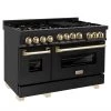ZLINE Kitchen And Bath Shop By Brand ZLINE Autograph Edition 48 In. 6.0 Cu. Ft. Range With Gas Stove And Gas Oven In Black Stainless Steel With Accents (RGBZ-48)