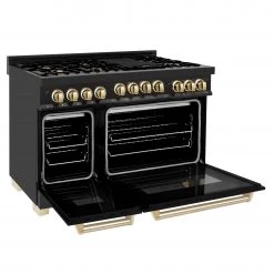 ZLINE Kitchen And Bath Shop By Brand ZLINE Autograph Edition 48 In. 6.0 Cu. Ft. Range With Gas Stove And Gas Oven In Black Stainless Steel With Accents (RGBZ-48)