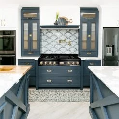 ZLINE Kitchen And Bath Shop By Brand ZLINE Autograph Edition 48 In. Porcelain Rangetop With 7 Gas Burners In Black Stainless Steel And Accents (RTBZ-48)