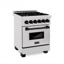ZLINE Kitchen And Bath ZLINE Autograph Edition 24 In. 2.8 Cu. Ft. Dual Fuel Range With Gas Stove And Electric Oven In DuraSnow Stainless Steel With Accents (RASZ-SN-24)