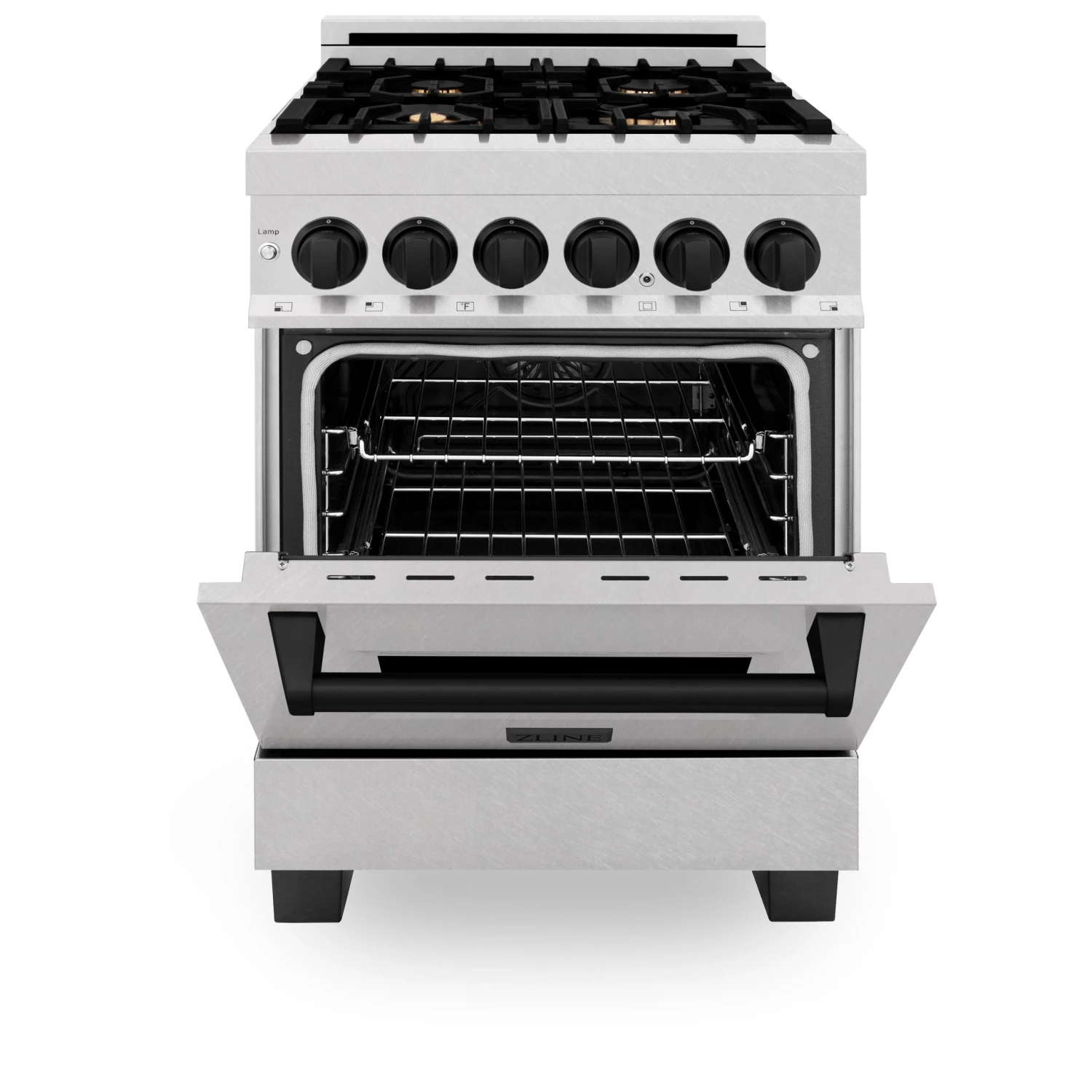 ZLINE Kitchen And Bath ZLINE Autograph Edition 24 In. 2.8 Cu. Ft. Dual Fuel Range With Gas Stove And Electric Oven In DuraSnow Stainless Steel With Accents (RASZ-SN-24) 8 ZLINE Kitchen And Bath ZLINE Autograph Edition 24 In. 2.8 Cu. Ft. Dual Fuel Range With Gas Stove And Electric Oven In DuraSnow Stainless Steel With Accents (RASZ-SN-24)