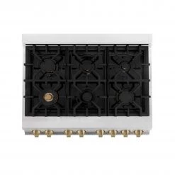 ZLINE Kitchen And Bath ZLINE Autograph Edition 36 In. 4.6 Cu. Ft. Range With Gas Stove And Gas Oven In DuraSnow Stainless Steel With Accents (RGSZ-SN-36)