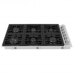 ZLINE Kitchen And Bath ZLINE 36 In. Dropin Cooktop With 6 Gas Burners And Black Porcelain Top (RC36-PBT)