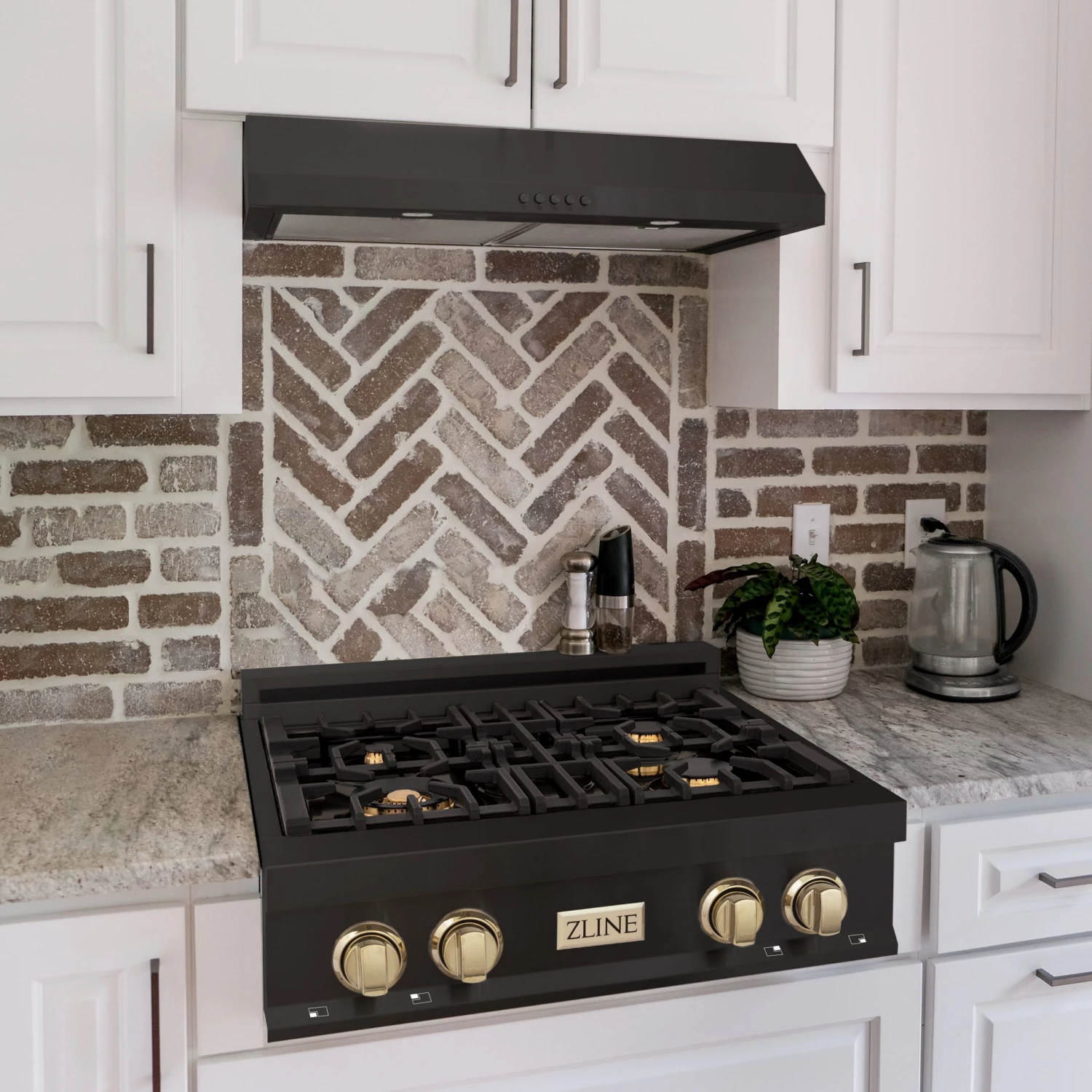 ZLINE Kitchen And Bath ZLINE Autograph Edition 30 In. Porcelain Rangetop With 4 Gas Burners In Black Stainless Steel And Accents (RTBZ-30) 7 ZLINE Kitchen And Bath ZLINE Autograph Edition 30 In. Porcelain Rangetop With 4 Gas Burners In Black Stainless Steel And Accents (RTBZ-30)