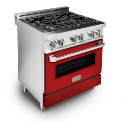 ZLINE Kitchen And Bath ZLINE 30 In. 4.0 Cu. Ft. Dual Fuel Range With Gas Stove And Electric Oven In Stainless Steel With Color Door Options (RA30)