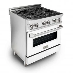 ZLINE Kitchen And Bath ZLINE 30 In. 4.0 Cu. Ft. Dual Fuel Range With Gas Stove And Electric Oven In Stainless Steel With Color Door Options (RA30)