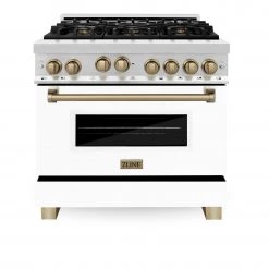 ZLINE Kitchen And Bath ZLINE 36 In. Autograph Edition Gas Range In Stainless Steel With White Matte Door And Accents (RGZ-WM-36) Shop By Brand