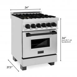 ZLINE Kitchen And Bath ZLINE Autograph Edition 24 In. 2.8 Cu. Ft. Dual Fuel Range With Gas Stove And Electric Oven In Stainless Steel With Accents (RAZ-24) 47 ZLINE Kitchen And Bath ZLINE Autograph Edition 24 In. 2.8 Cu. Ft. Dual Fuel Range With Gas Stove And Electric Oven In Stainless Steel With Accents (RAZ-24)