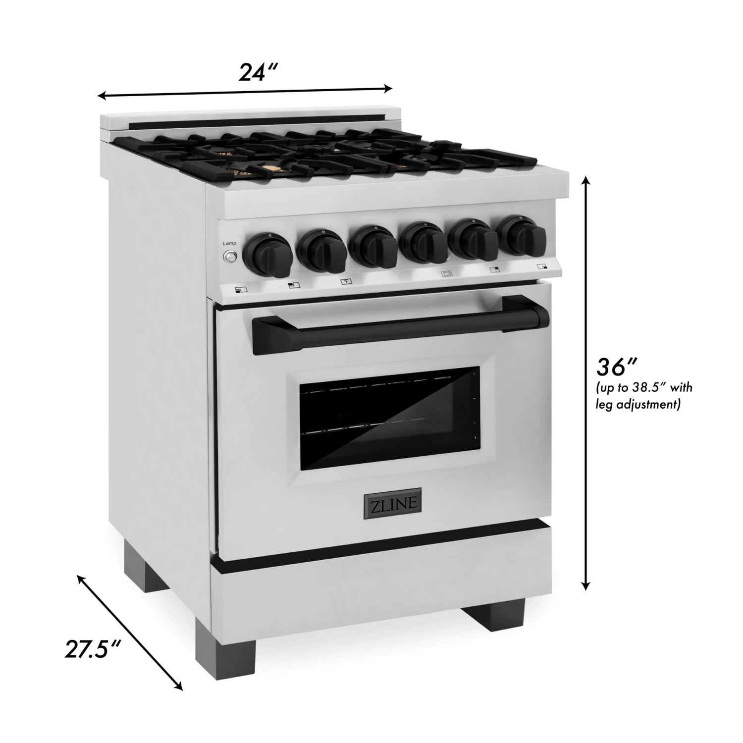 ZLINE Kitchen And Bath ZLINE Autograph Edition 24 In. 2.8 Cu. Ft. Dual Fuel Range With Gas Stove And Electric Oven In Stainless Steel With Accents (RAZ-24) 24 ZLINE Kitchen And Bath ZLINE Autograph Edition 24 In. 2.8 Cu. Ft. Dual Fuel Range With Gas Stove And Electric Oven In Stainless Steel With Accents (RAZ-24)