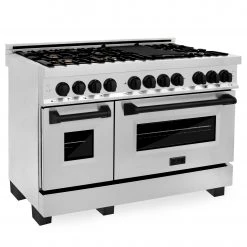 ZLINE Kitchen And Bath ZLINE Autograph Edition 48 In. 6.0 Cu. Ft. Dual Fuel Range With Gas Stove And Electric Oven In Stainless Steel With Accents (RAZ-48)