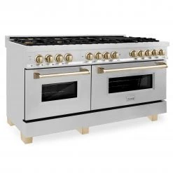 ZLINE Kitchen And Bath ZLINE Autograph Edition 60 In. 7.4 Cu. Ft. Dual Fuel Range With Gas Stove And Electric Oven In Stainless Steel With Accents (RAZ-60)