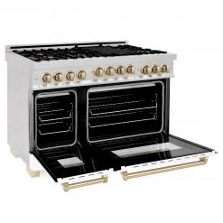 ZLINE Kitchen And Bath ZLINE Autograph Edition 48 In. 6.0 Cu. Ft. Range With Gas Stove And Gas Oven In DuraSnow Stainless Steel With White Matte Door And Colored Accents (RGSZ-WM-48)