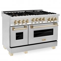 ZLINE Kitchen And Bath ZLINE Autograph Edition 48 In. 6.0 Cu. Ft. Range With Gas Stove And Gas Oven In Stainless Steel With Accents (RGZ-48) Shop By Style