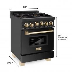 ZLINE Kitchen And Bath Shop By Brand ZLINE Autograph Edition 24 In. 2.8 Cu. Ft. Range With Gas Stove And Gas Oven In Black Stainless Steel With Accents (RGBZ-24) 5 ZLINE Kitchen And Bath Shop By Brand ZLINE Autograph Edition 24 In. 2.8 Cu. Ft. Range With Gas Stove And Gas Oven In Black Stainless Steel With Accents (RGBZ-24)