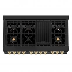 ZLINE Kitchen And Bath Shop By Brand ZLINE Autograph Edition 48 In. 6.0 Cu. Ft. Range With Gas Stove And Gas Oven In Black Stainless Steel With Accents (RGBZ-48)
