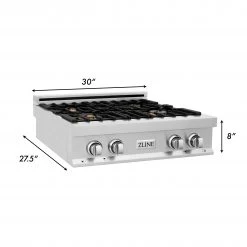 ZLINE Kitchen And Bath ZLINE 30 In. Porcelain Gas Stovetop With 4 Gas Burners (RT30) Available With Brass Burners