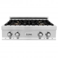 ZLINE Kitchen And Bath ZLINE 30 In. Porcelain Gas Stovetop With 4 Gas Burners (RT30) Available With Brass Burners