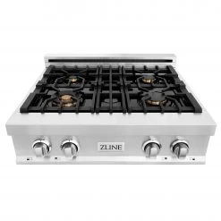 ZLINE Kitchen And Bath ZLINE 30 In. Porcelain Gas Stovetop With 4 Gas Burners (RT30) Available With Brass Burners